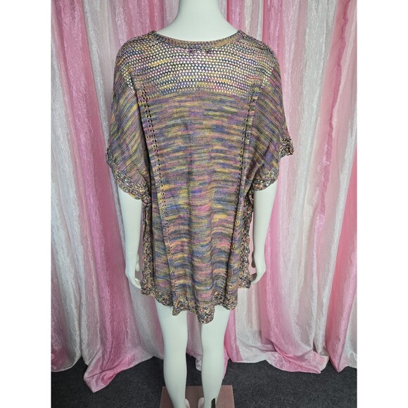 Democracy Colorful Crochet Knit Semi Sheer Long Top Size Small Medium - Picture 12 of 16